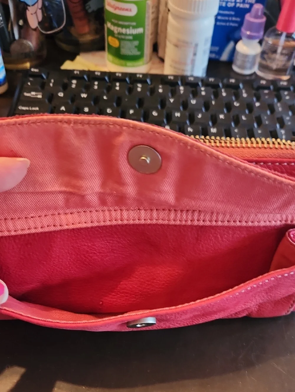 Vintage GAP Red Leather Zip Wallet Clutch